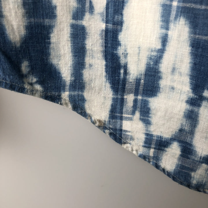 Ralph Lauren POLO RALPH LAUREN CLASSIC FIT Tie-Dye Pattern Long-Sleeve Linen Shirt (Men's Size XS) linen blue type Vintage Second Hand