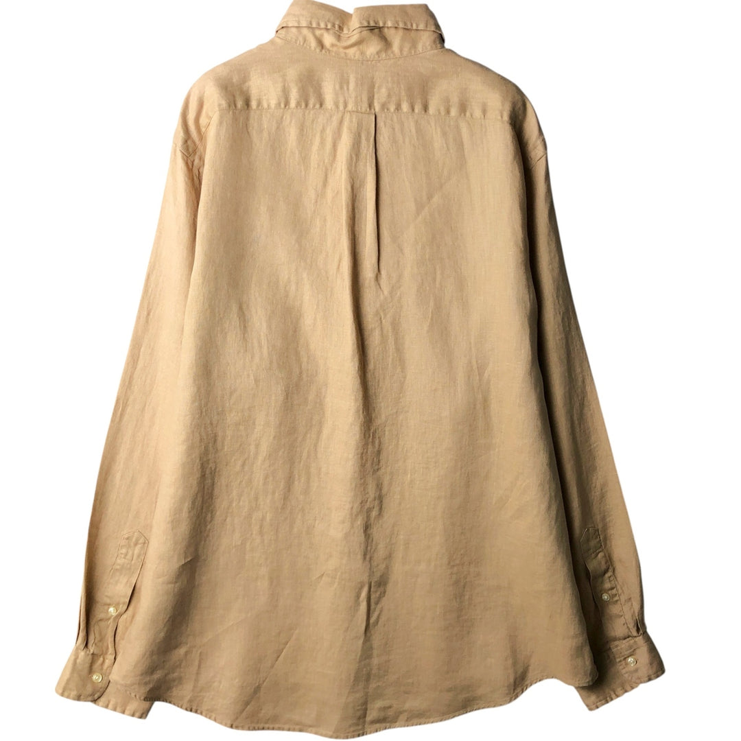 Ralph Lauren Classic Fit Long Sleeve Linen Button Down Shirt, Men's XL linen Beige type Vintage Second Hand