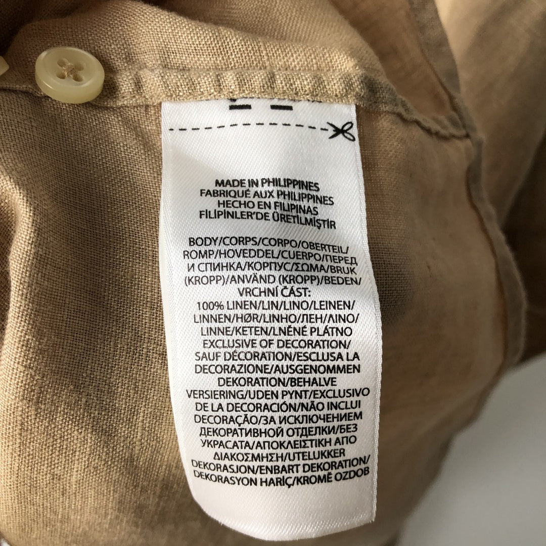 Ralph Lauren Classic Fit Long Sleeve Linen Button Down Shirt, Men's XL linen Beige type Vintage Second Hand