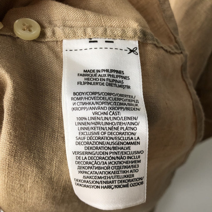 Ralph Lauren Classic Fit Long Sleeve Linen Button Down Shirt, Men's XL linen Beige type Vintage Second Hand