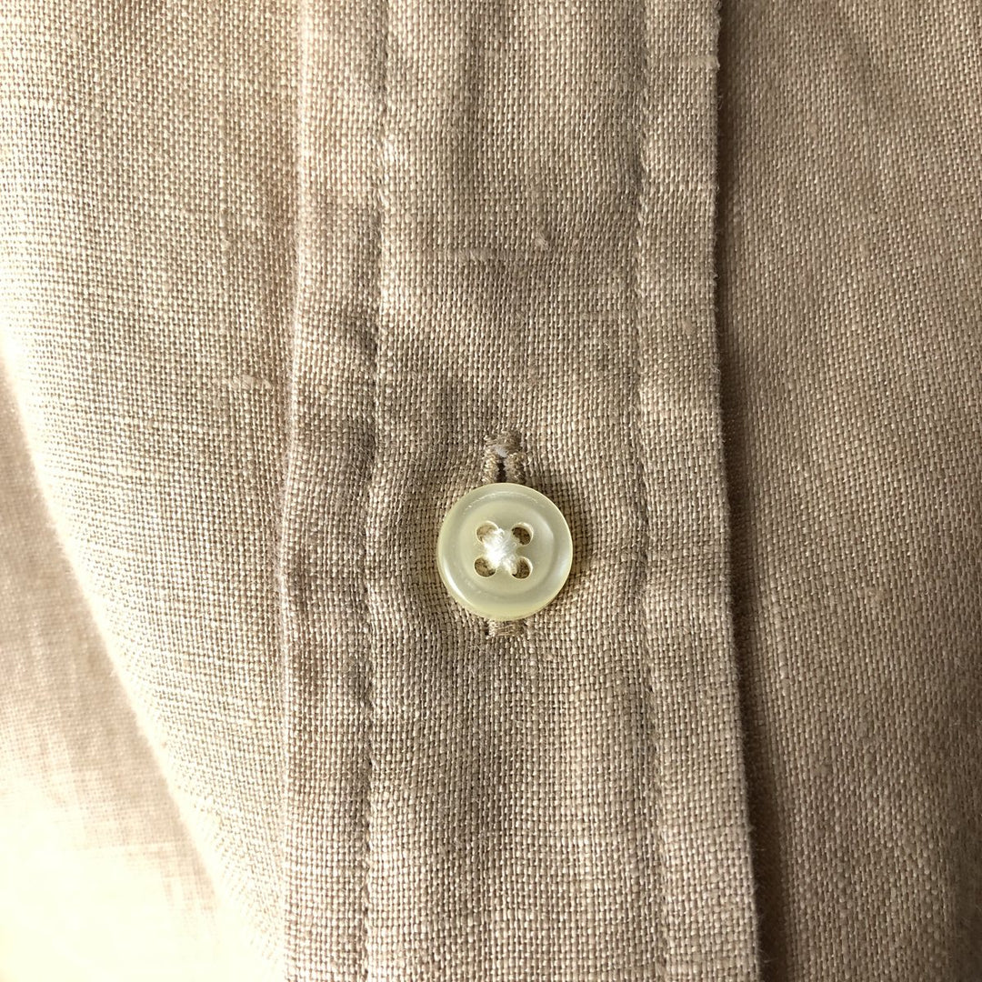 Ralph Lauren Classic Fit Long Sleeve Linen Button Down Shirt, Men's XL linen Beige type Vintage Second Hand
