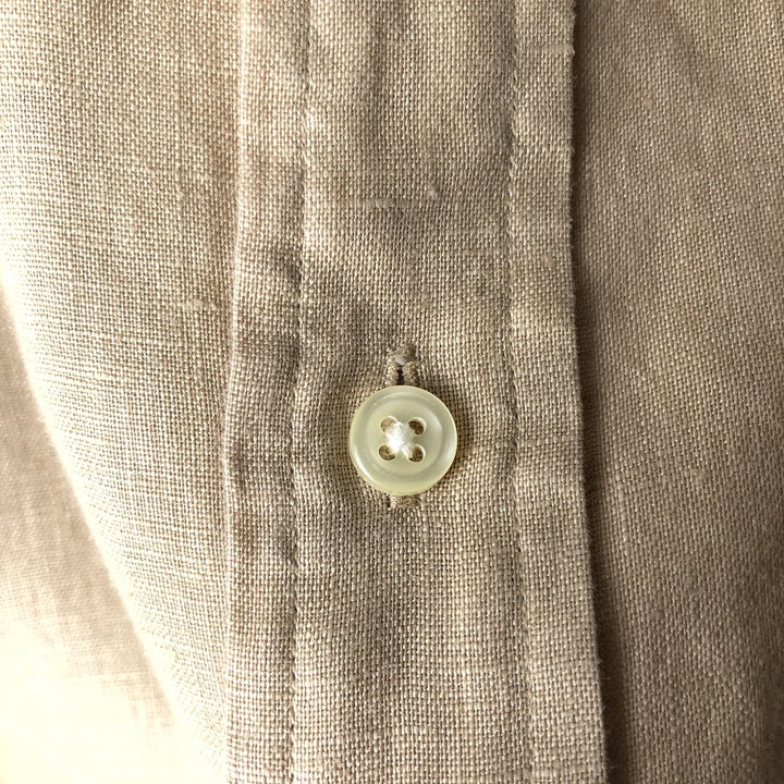 Ralph Lauren Classic Fit Long Sleeve Linen Button Down Shirt, Men's XL linen Beige type Vintage Second Hand