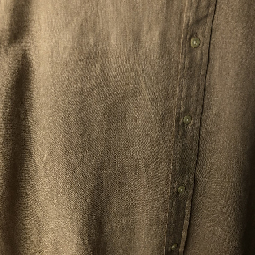 Ralph Lauren Classic Fit Long Sleeve Linen Button Down Shirt, Men's XL linen Beige type Vintage Second Hand