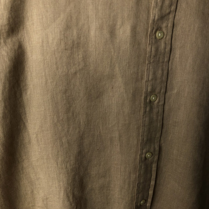 Ralph Lauren Classic Fit Long Sleeve Linen Button Down Shirt, Men's XL linen Beige type Vintage Second Hand
