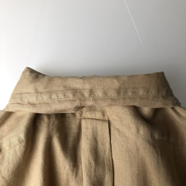 Ralph Lauren Classic Fit Long Sleeve Linen Button Down Shirt, Men's XL linen Beige type Vintage Second Hand