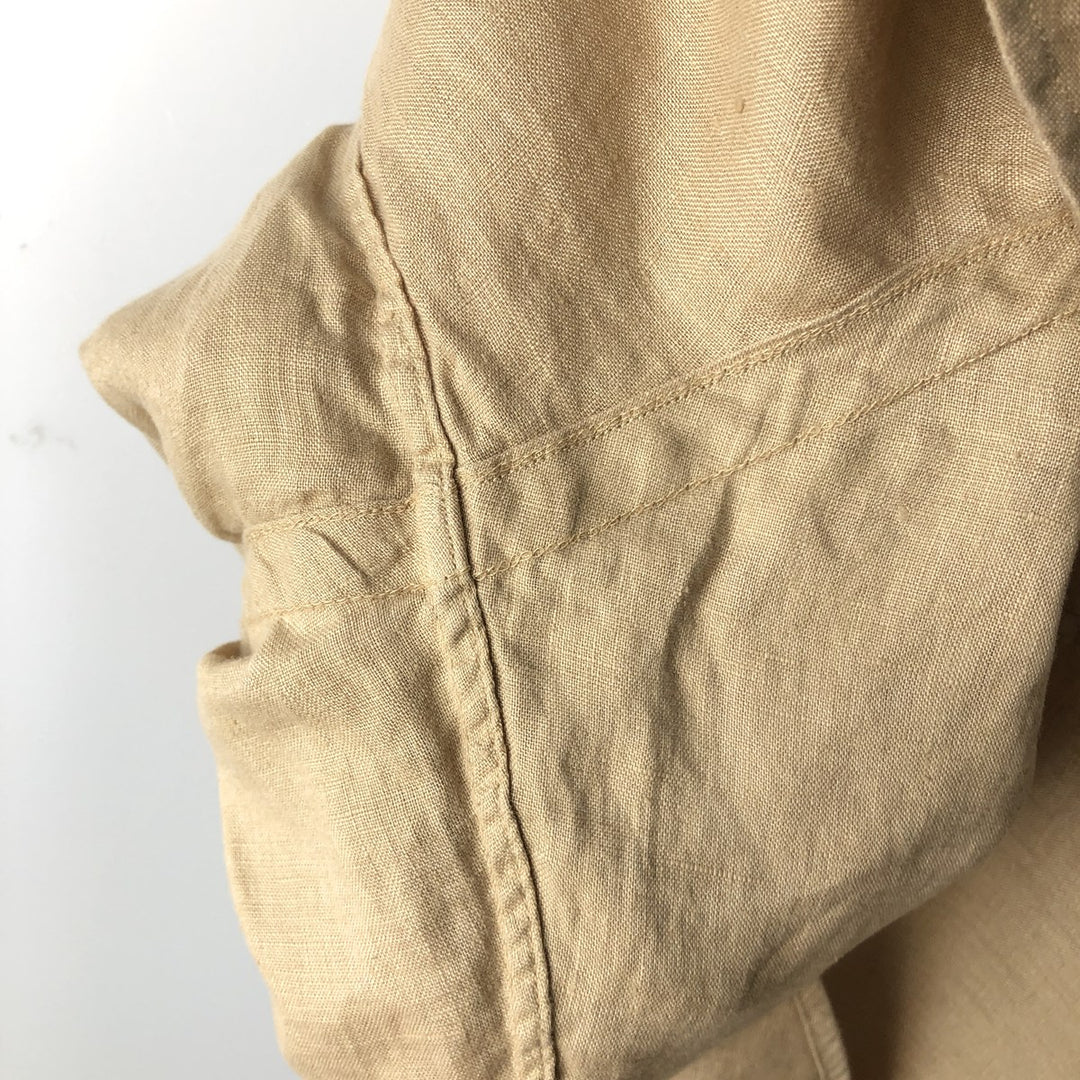Ralph Lauren Classic Fit Long Sleeve Linen Button Down Shirt, Men's XL linen Beige type Vintage Second Hand