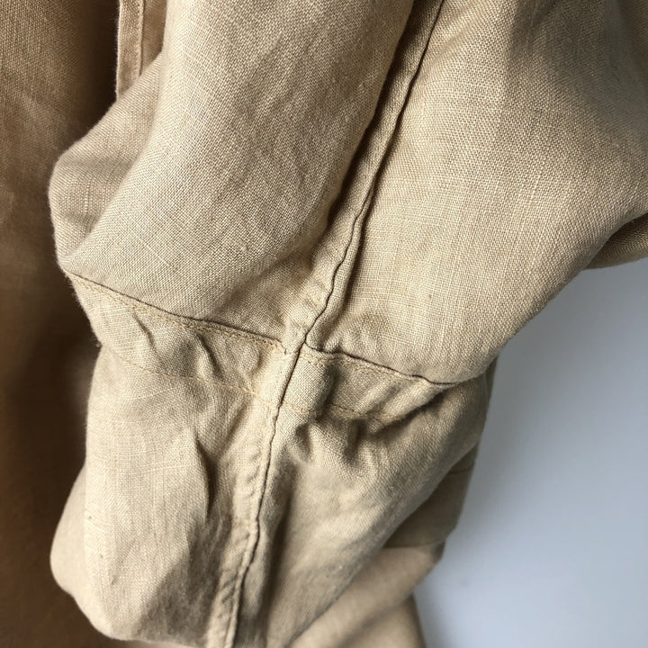 Ralph Lauren Classic Fit Long Sleeve Linen Button Down Shirt, Men's XL linen Beige type Vintage Second Hand