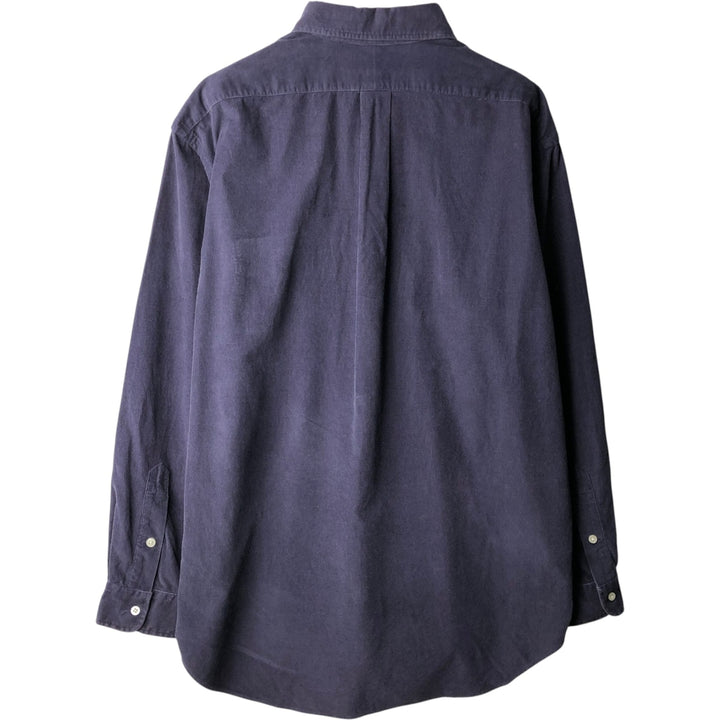 Ralph Lauren POLO GOLF TILDEN Long-Sleeve Button-Down Corduroy Shirt, Men's Size L (approx.) cotton navy blue type Vintage Second Hand