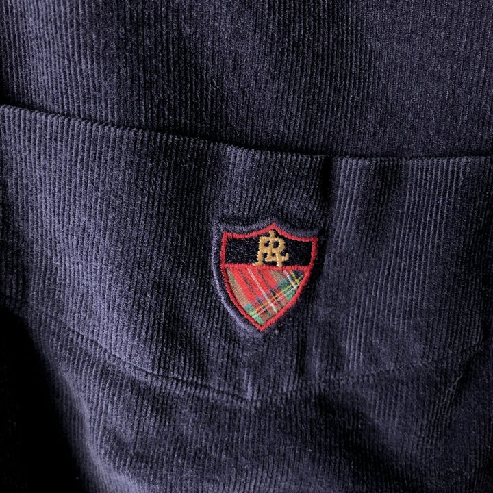 Ralph Lauren POLO GOLF TILDEN Long-Sleeve Button-Down Corduroy Shirt, Men's Size L (approx.) cotton navy blue type Vintage Second Hand
