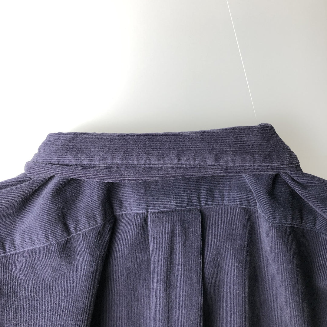 Ralph Lauren POLO GOLF TILDEN Long-Sleeve Button-Down Corduroy Shirt, Men's Size L (approx.) cotton navy blue type Vintage Second Hand