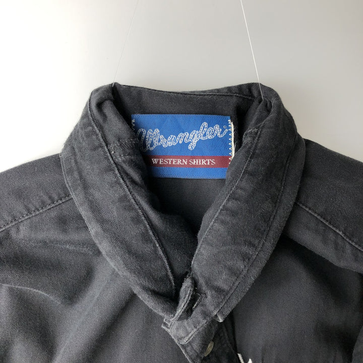 90'S Wrangler Button-Down Long-Sleeve Western Shirt, Men's Size XL (Vintage) unclear black type Vintage Second Hand