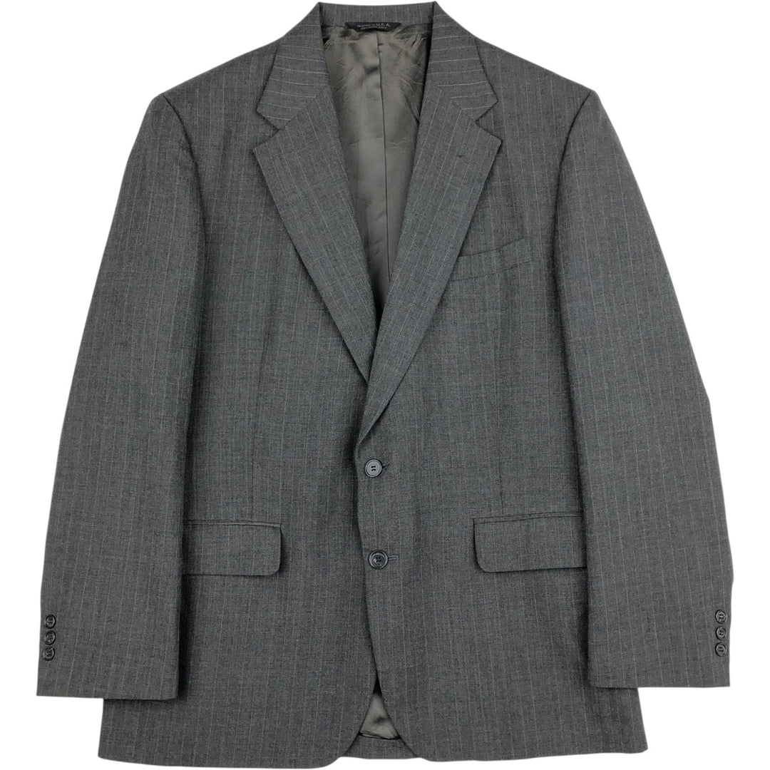 Botany Stripe Pattern Tailored Jacket, Made in USA, Men's Size L (approx.) unclear gray type Vintage Second Hand