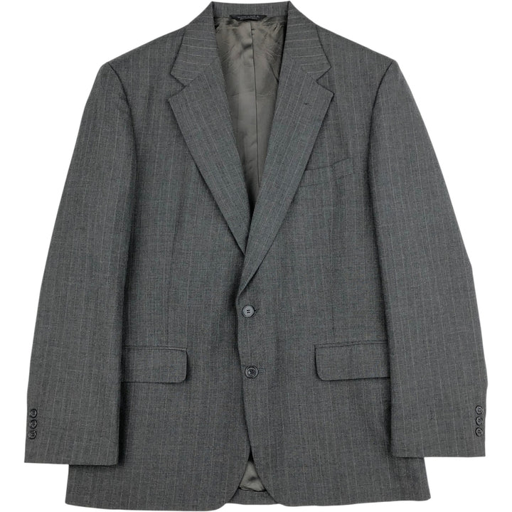 Botany Stripe Pattern Tailored Jacket, Made in USA, Men's Size L (approx.) unclear gray type Vintage Second Hand