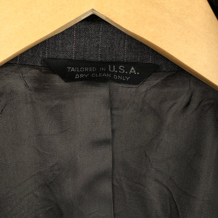 Botany Stripe Pattern Tailored Jacket, Made in USA, Men's Size L (approx.) unclear gray type Vintage Second Hand