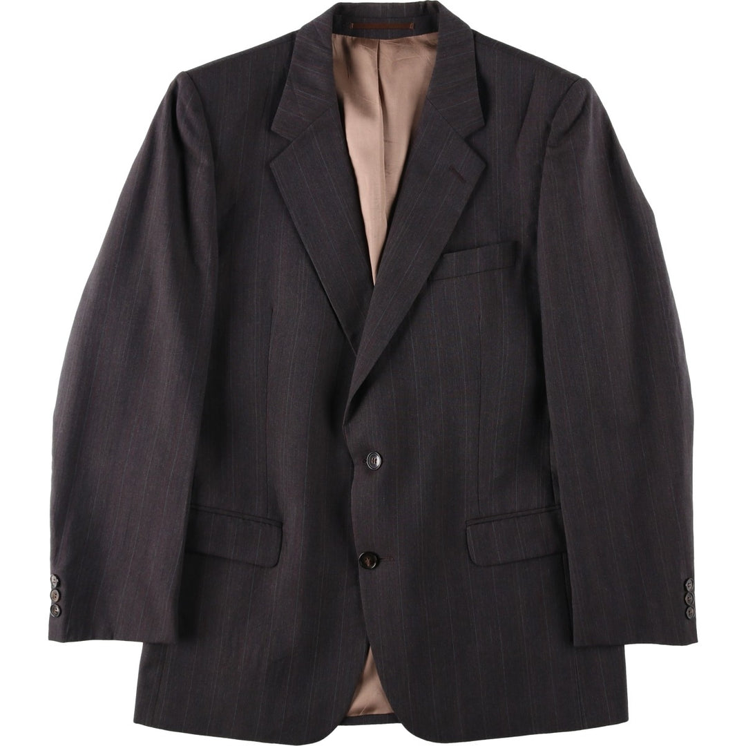 JONATHAN BRYAN Stripe Pattern Wool Tailored Jacket, Made in Canada, Men's Size M (approx.) wool brown type Vintage Second Hand