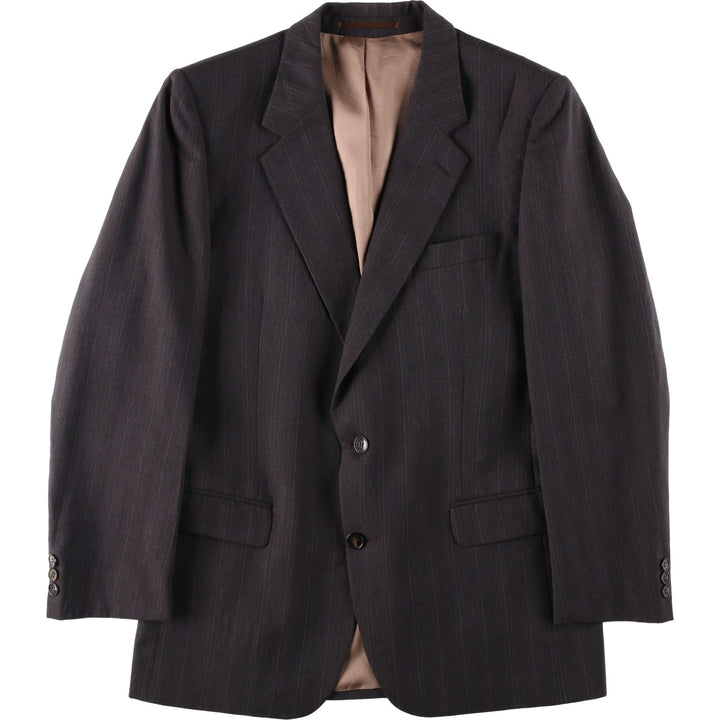 JONATHAN BRYAN Stripe Pattern Wool Tailored Jacket, Made in Canada, Men's Size M (approx.) wool brown type Vintage Second Hand