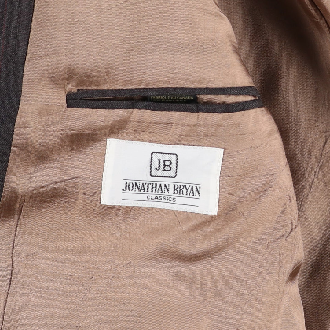 JONATHAN BRYAN Stripe Pattern Wool Tailored Jacket, Made in Canada, Men's Size M (approx.) wool brown type Vintage Second Hand