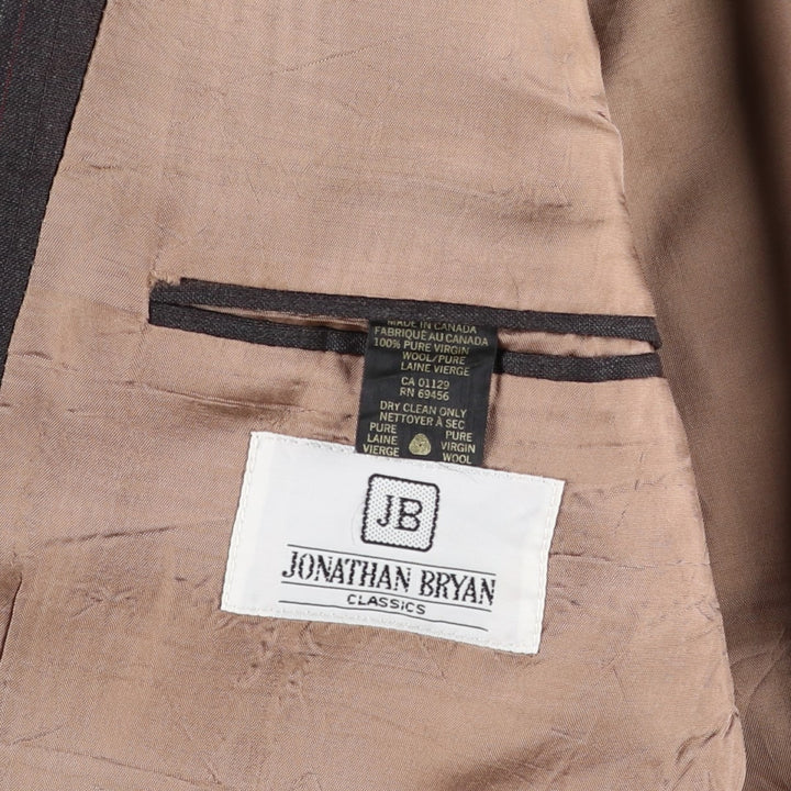 JONATHAN BRYAN Stripe Pattern Wool Tailored Jacket, Made in Canada, Men's Size M (approx.) wool brown type Vintage Second Hand