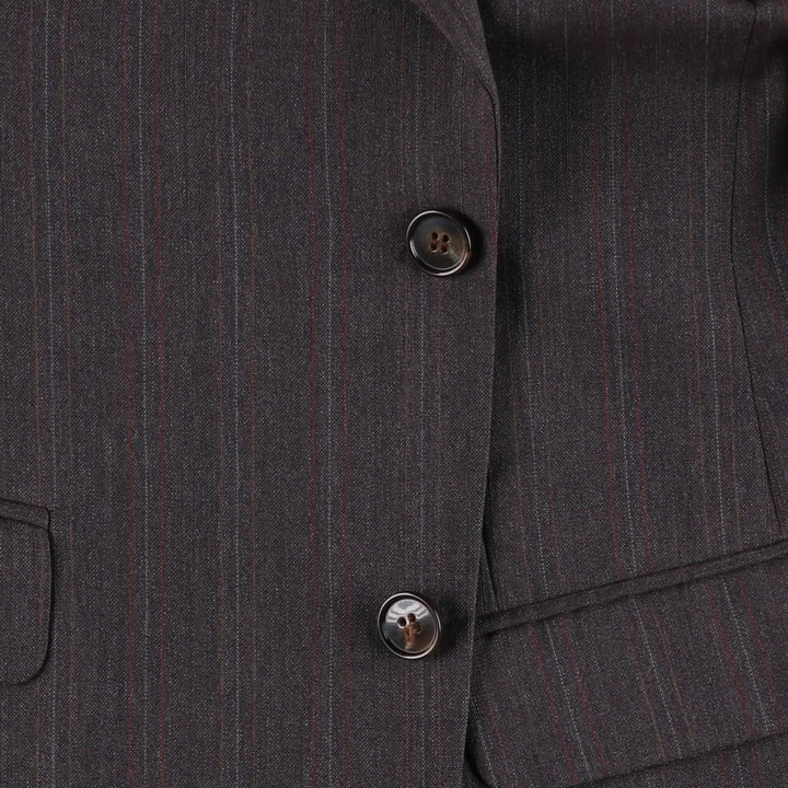JONATHAN BRYAN Stripe Pattern Wool Tailored Jacket, Made in Canada, Men's Size M (approx.) wool brown type Vintage Second Hand