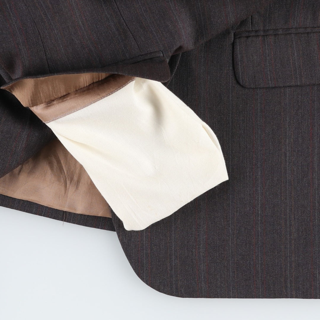 JONATHAN BRYAN Stripe Pattern Wool Tailored Jacket, Made in Canada, Men's Size M (approx.) wool brown type Vintage Second Hand