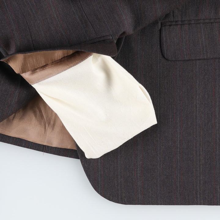 JONATHAN BRYAN Stripe Pattern Wool Tailored Jacket, Made in Canada, Men's Size M (approx.) wool brown type Vintage Second Hand