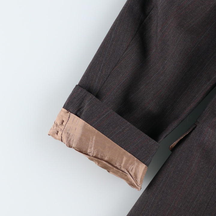 JONATHAN BRYAN Stripe Pattern Wool Tailored Jacket, Made in Canada, Men's Size M (approx.) wool brown type Vintage Second Hand