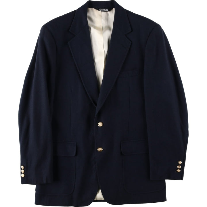 John Alexander Navy Blazer Tailored Jacket, Made in USA, Men's Size L (approx.) wool navy blue type Vintage Second Hand