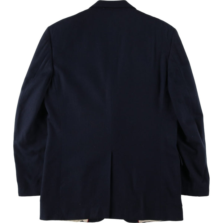 John Alexander Navy Blazer Tailored Jacket, Made in USA, Men's Size L (approx.) wool navy blue type Vintage Second Hand