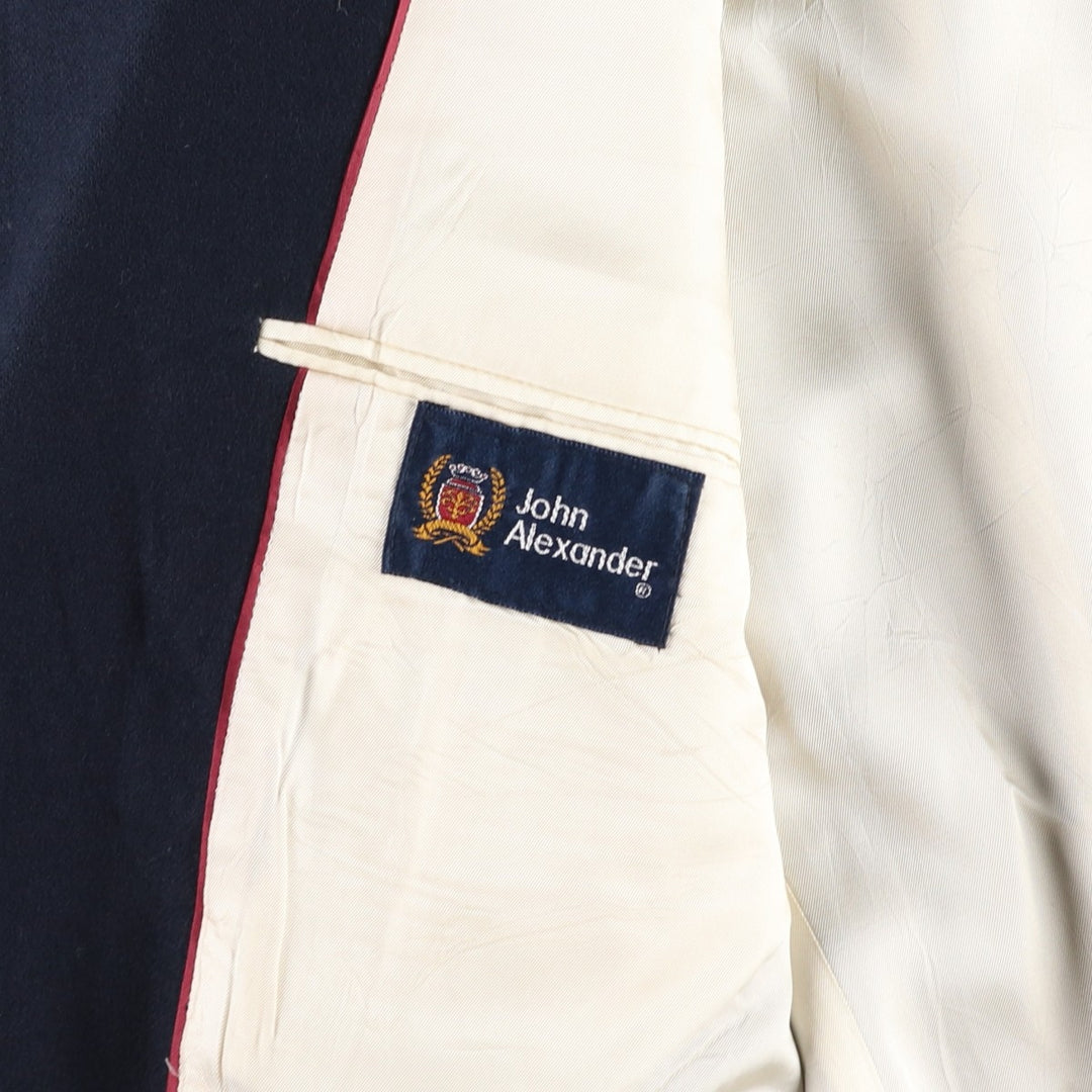John Alexander Navy Blazer Tailored Jacket, Made in USA, Men's Size L (approx.) wool navy blue type Vintage Second Hand
