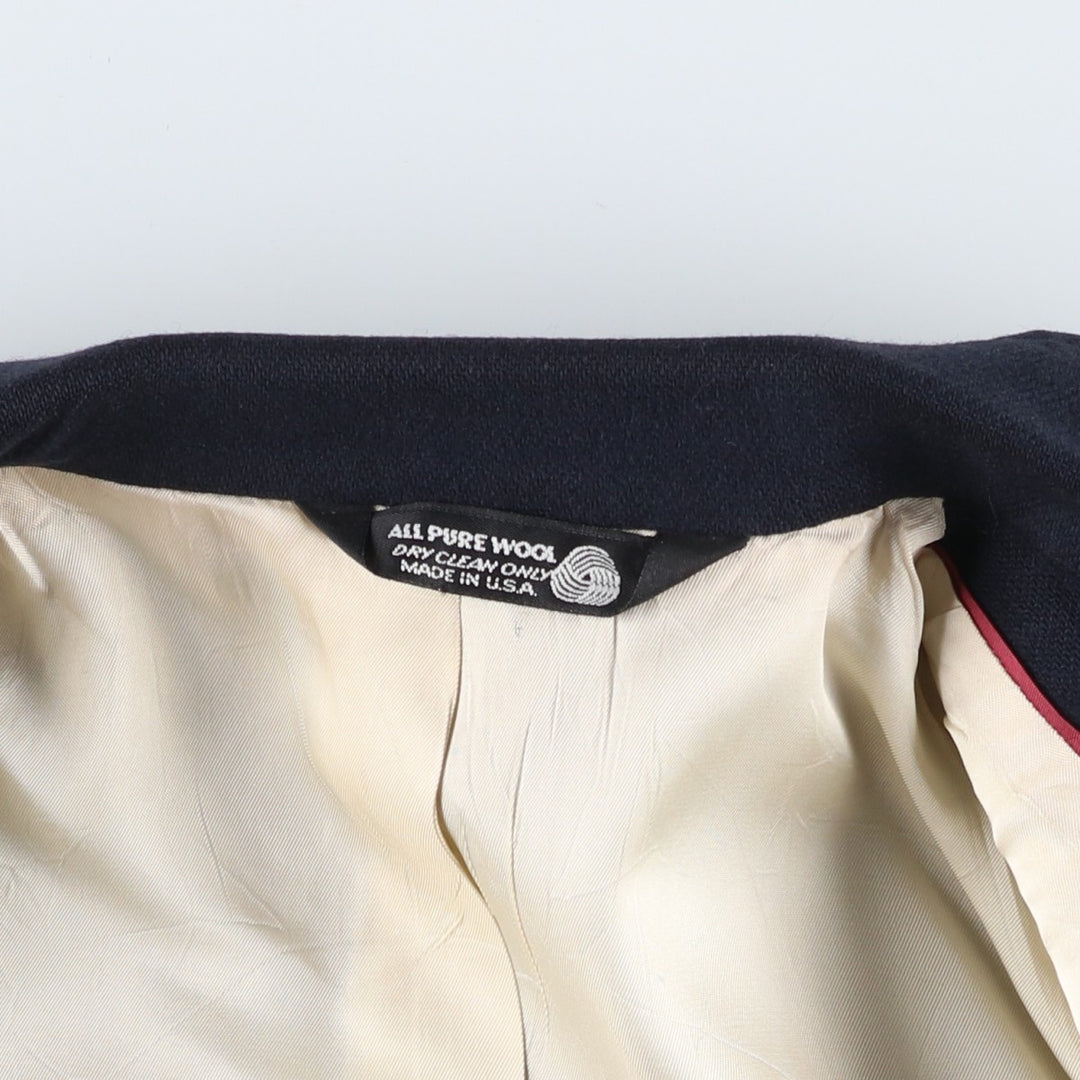 John Alexander Navy Blazer Tailored Jacket, Made in USA, Men's Size L (approx.) wool navy blue type Vintage Second Hand