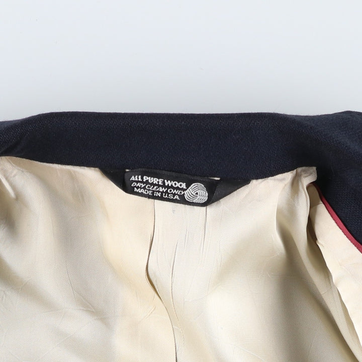 John Alexander Navy Blazer Tailored Jacket, Made in USA, Men's Size L (approx.) wool navy blue type Vintage Second Hand