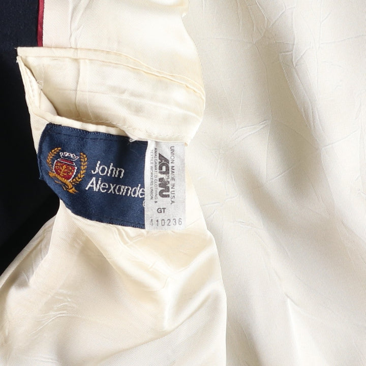 John Alexander Navy Blazer Tailored Jacket, Made in USA, Men's Size L (approx.) wool navy blue type Vintage Second Hand