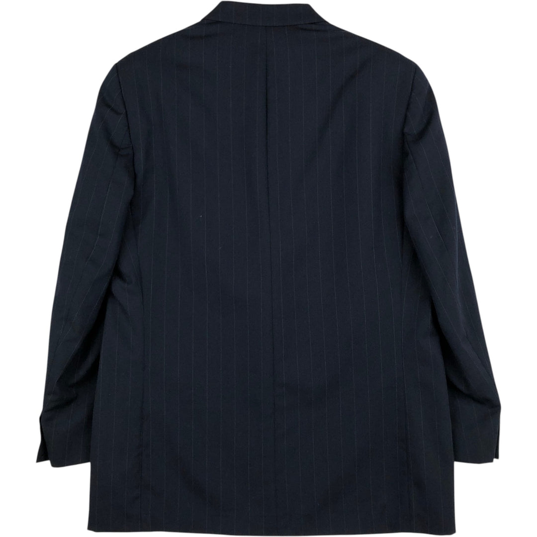 Kasper Stripe Pattern Wool Tailored Jacket, Made in Canada, Men's Size L (approx.) wool navy blue type Vintage Second Hand