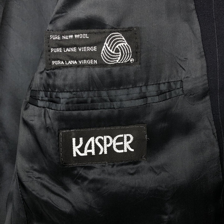 Kasper Stripe Pattern Wool Tailored Jacket, Made in Canada, Men's Size L (approx.) wool navy blue type Vintage Second Hand