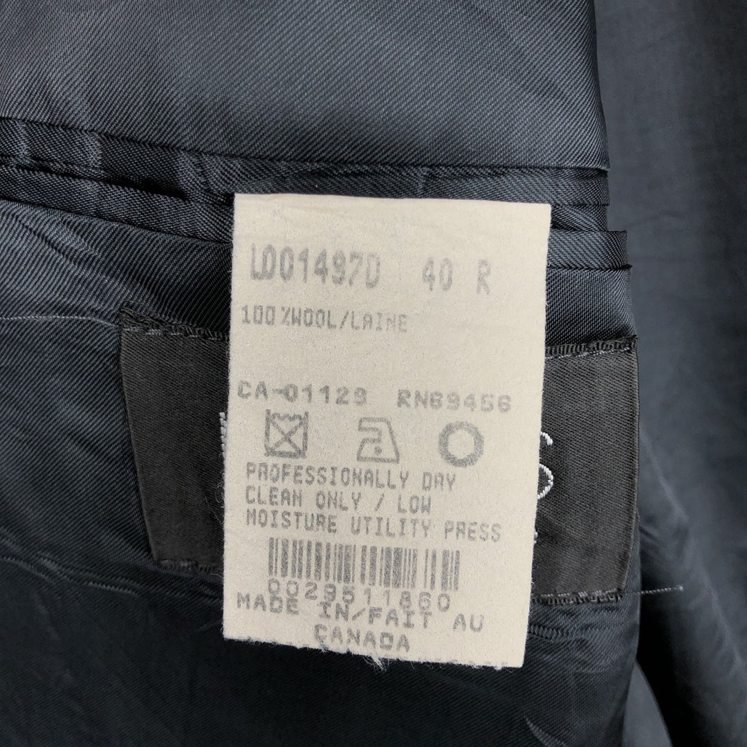 Kasper Stripe Pattern Wool Tailored Jacket, Made in Canada, Men's Size L (approx.) wool navy blue type Vintage Second Hand