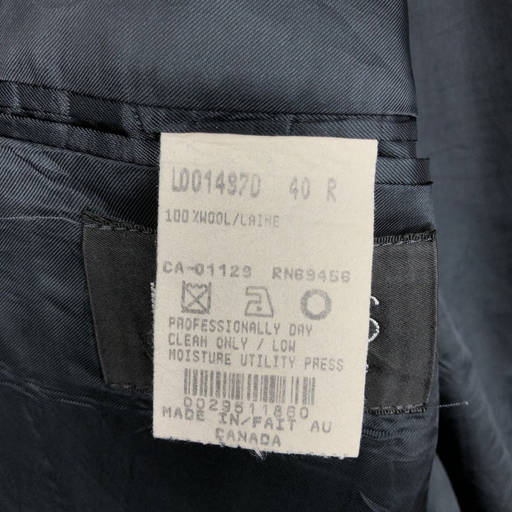 Kasper Stripe Pattern Wool Tailored Jacket, Made in Canada, Men's Size L (approx.) wool navy blue type Vintage Second Hand
