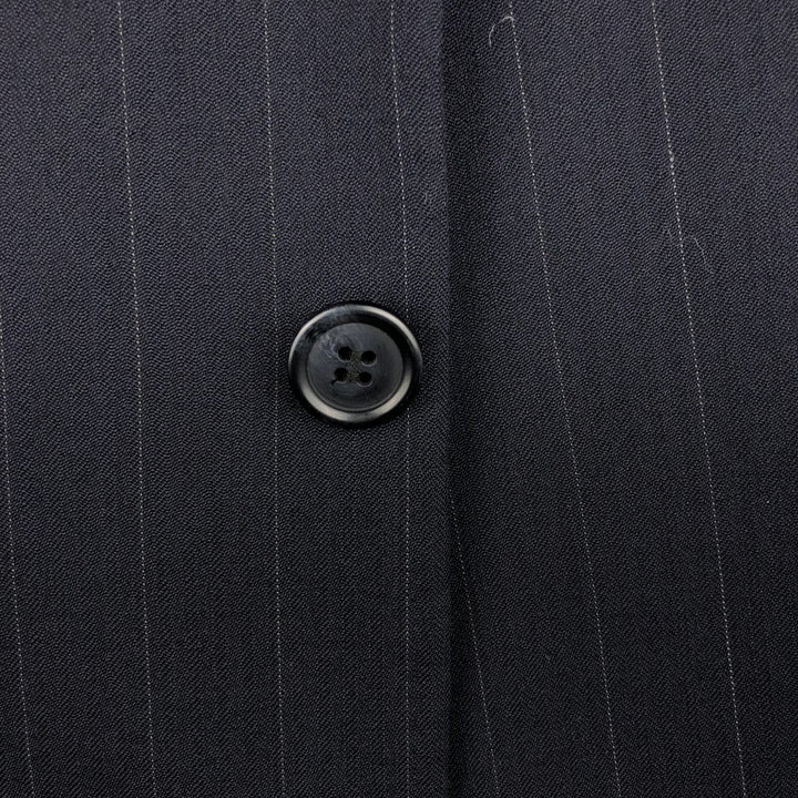 Kasper Stripe Pattern Wool Tailored Jacket, Made in Canada, Men's Size L (approx.) wool navy blue type Vintage Second Hand
