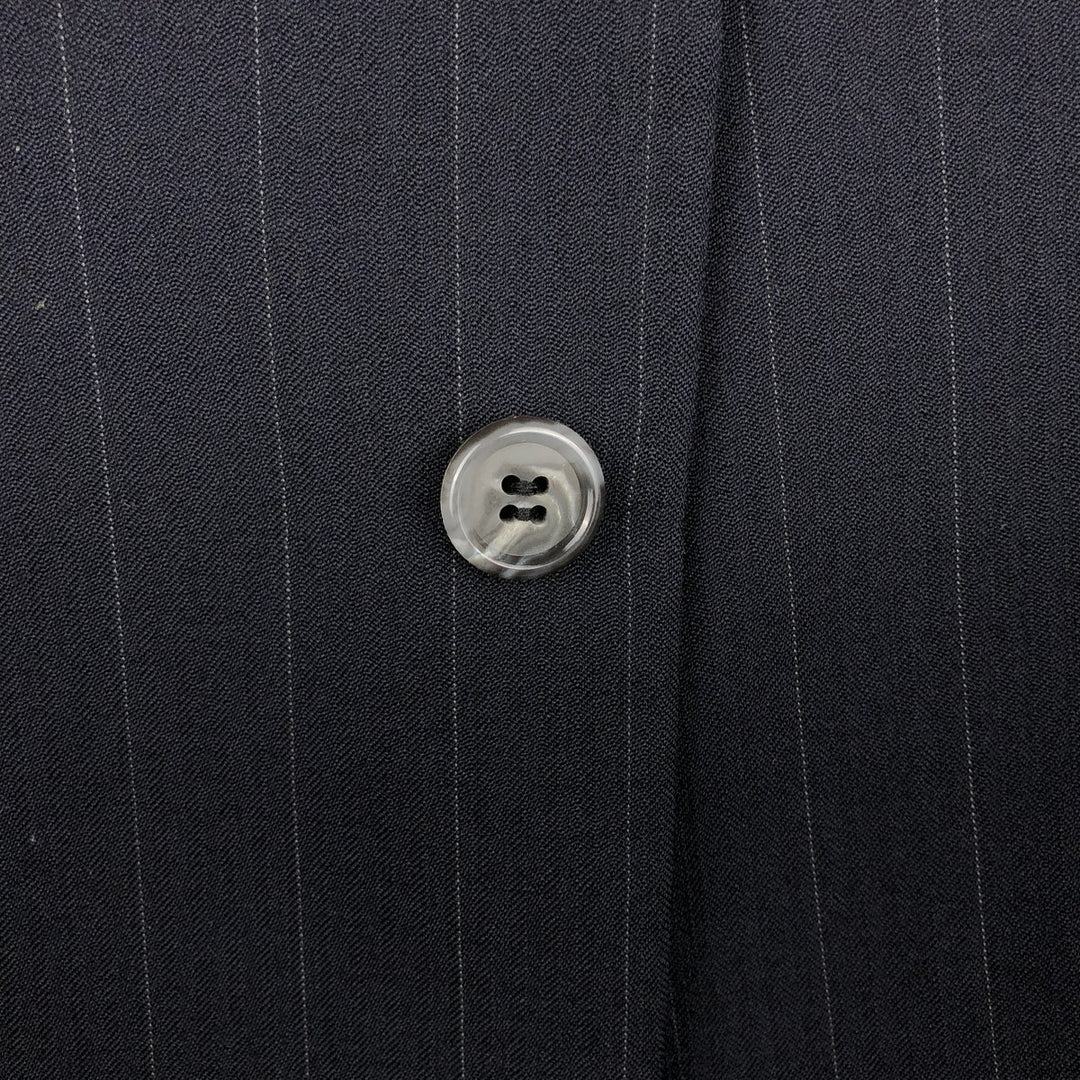 Kasper Stripe Pattern Wool Tailored Jacket, Made in Canada, Men's Size L (approx.) wool navy blue type Vintage Second Hand