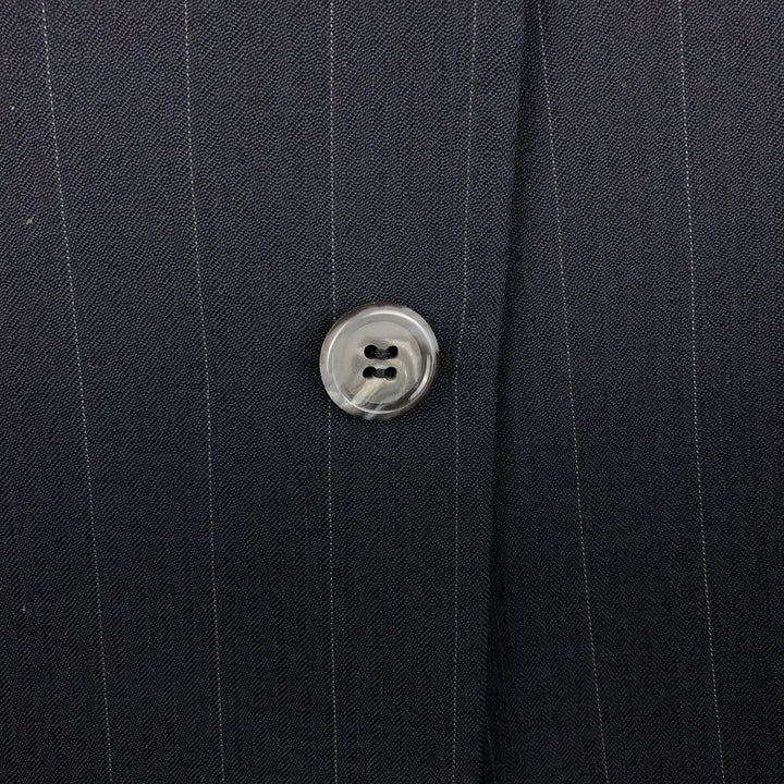 Kasper Stripe Pattern Wool Tailored Jacket, Made in Canada, Men's Size L (approx.) wool navy blue type Vintage Second Hand