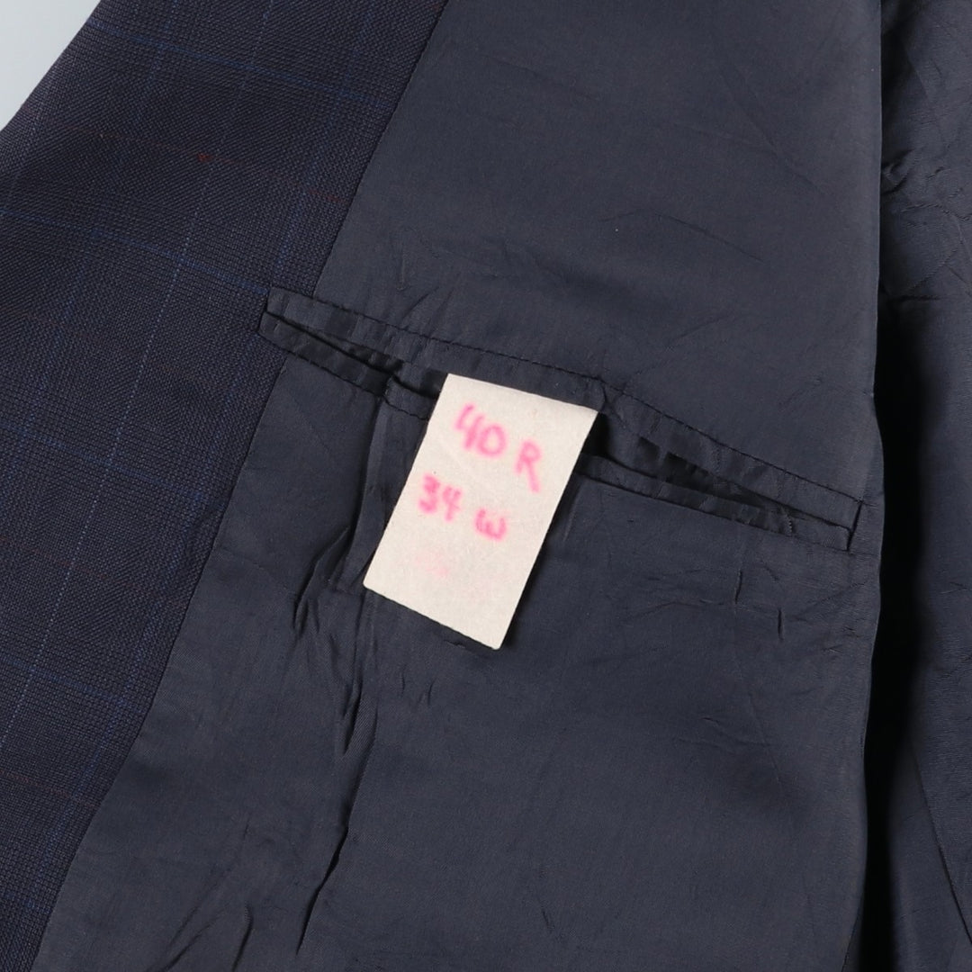 Ralph Lauren CHAPS Check Pattern Tailored Jacket, Men's Size L (approx.) unclear navy blue type Vintage Second Hand