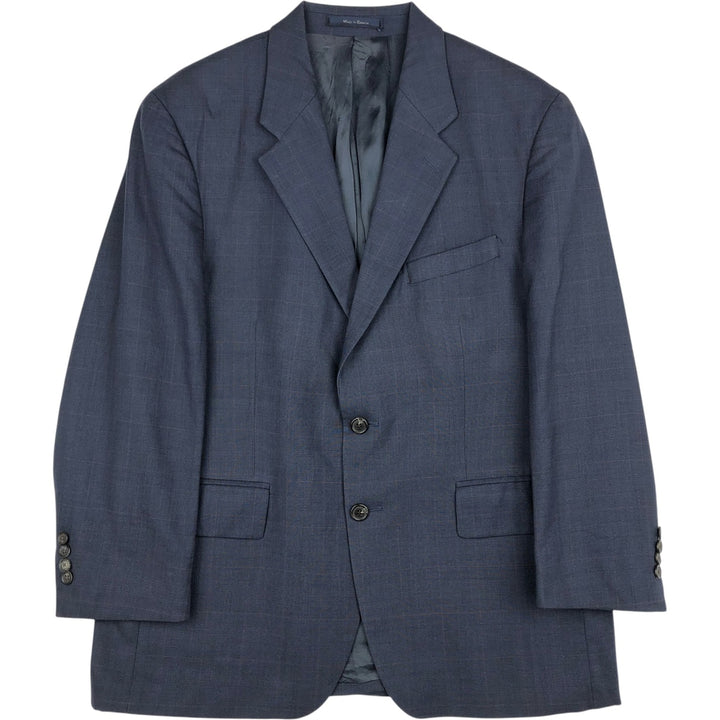 Ralph Lauren CHAPS Check Pattern Wool Tailored Jacket, Made in Canada, Men's Size L wool navy blue type Vintage Second Hand