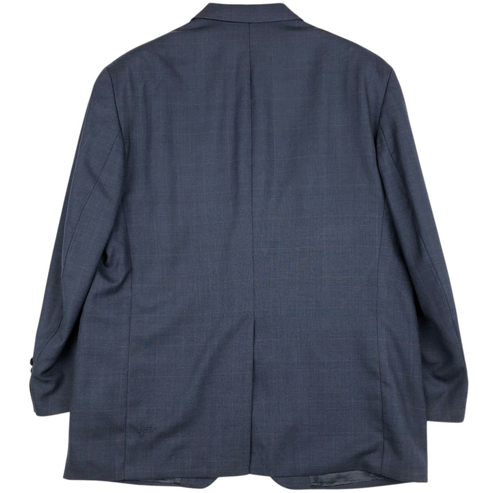 Ralph Lauren CHAPS Check Pattern Wool Tailored Jacket, Made in Canada, Men's Size L wool navy blue type Vintage Second Hand