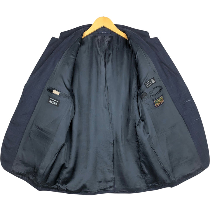 Ralph Lauren CHAPS Check Pattern Wool Tailored Jacket, Made in Canada, Men's Size L wool navy blue type Vintage Second Hand
