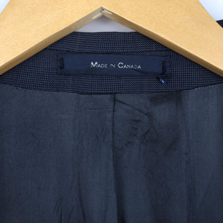 Ralph Lauren CHAPS Check Pattern Wool Tailored Jacket, Made in Canada, Men's Size L wool navy blue type Vintage Second Hand