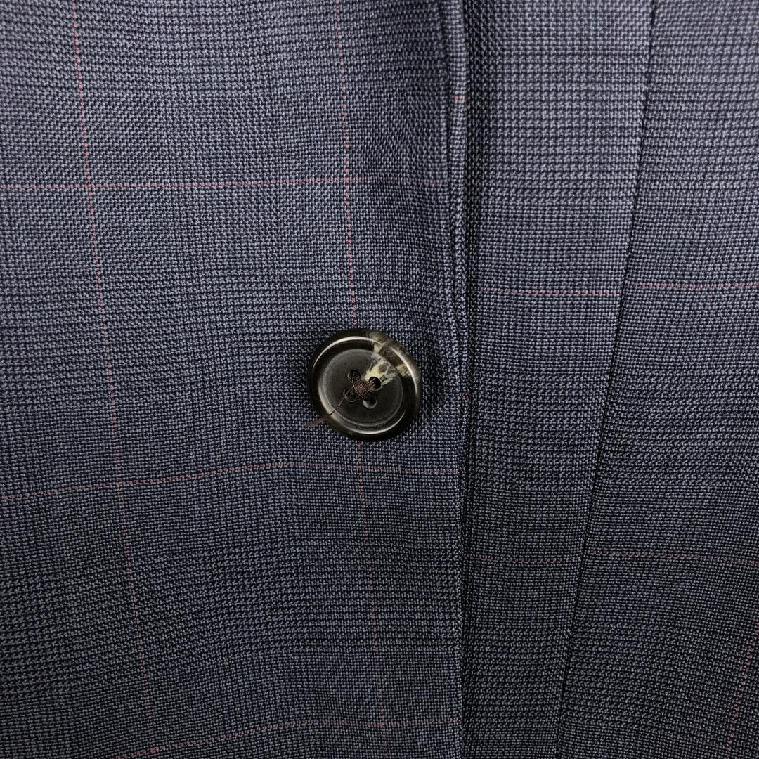 Ralph Lauren CHAPS Check Pattern Wool Tailored Jacket, Made in Canada, Men's Size L wool navy blue type Vintage Second Hand