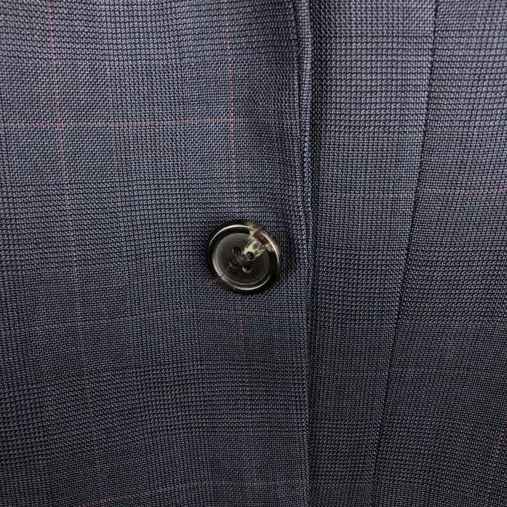 Ralph Lauren CHAPS Check Pattern Wool Tailored Jacket, Made in Canada, Men's Size L wool navy blue type Vintage Second Hand