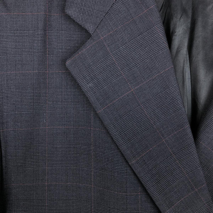 Ralph Lauren CHAPS Check Pattern Wool Tailored Jacket, Made in Canada, Men's Size L wool navy blue type Vintage Second Hand