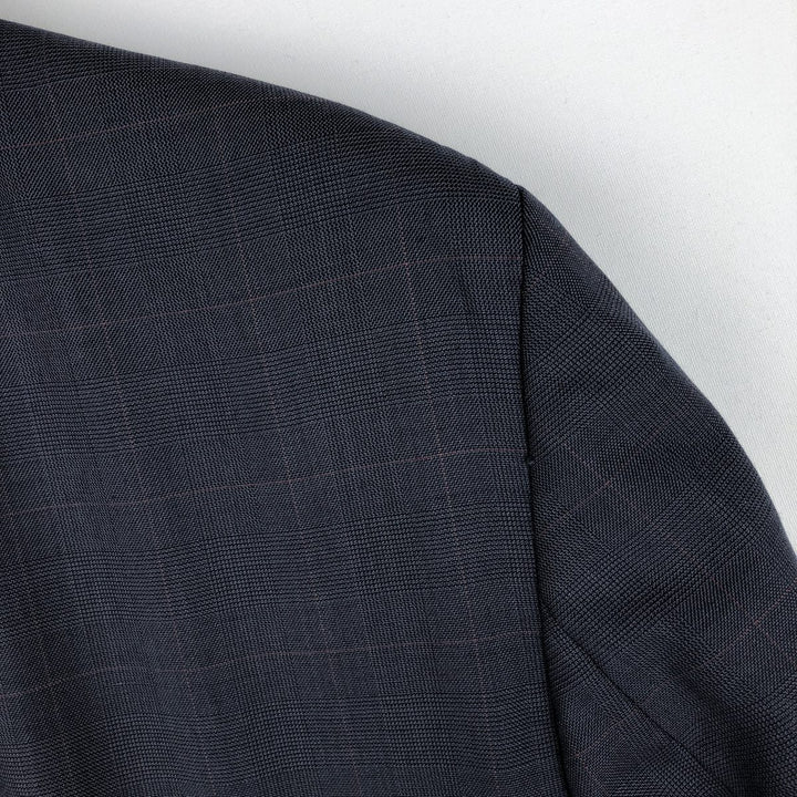 Ralph Lauren CHAPS Check Pattern Wool Tailored Jacket, Made in Canada, Men's Size L wool navy blue type Vintage Second Hand