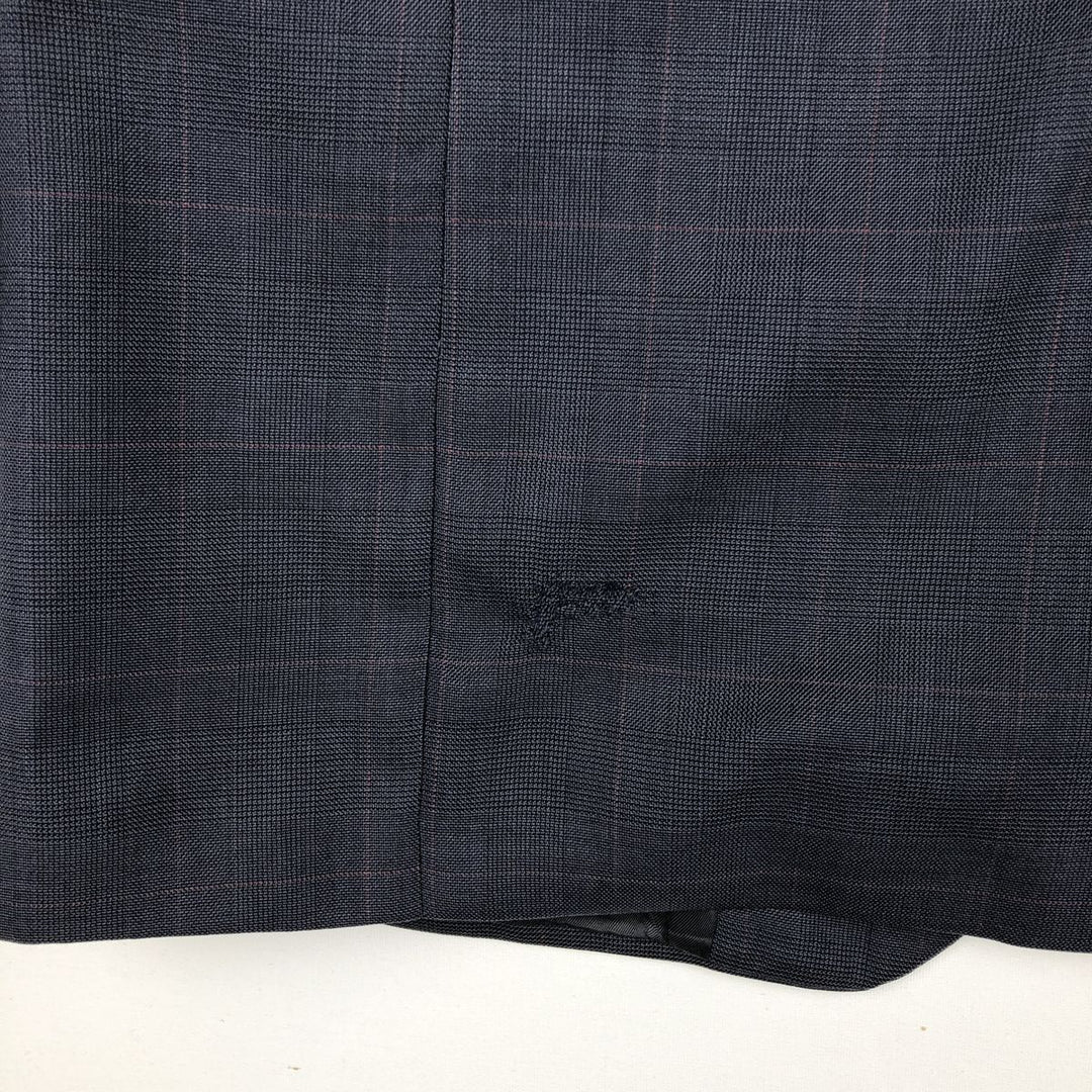 Ralph Lauren CHAPS Check Pattern Wool Tailored Jacket, Made in Canada, Men's Size L wool navy blue type Vintage Second Hand