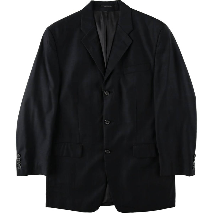 90s-00'S Calvin Klein Check Pattern Wool Tailored Jacket, Made in Canada, Men's Size M (approx.) wool black type Vintage Second Hand